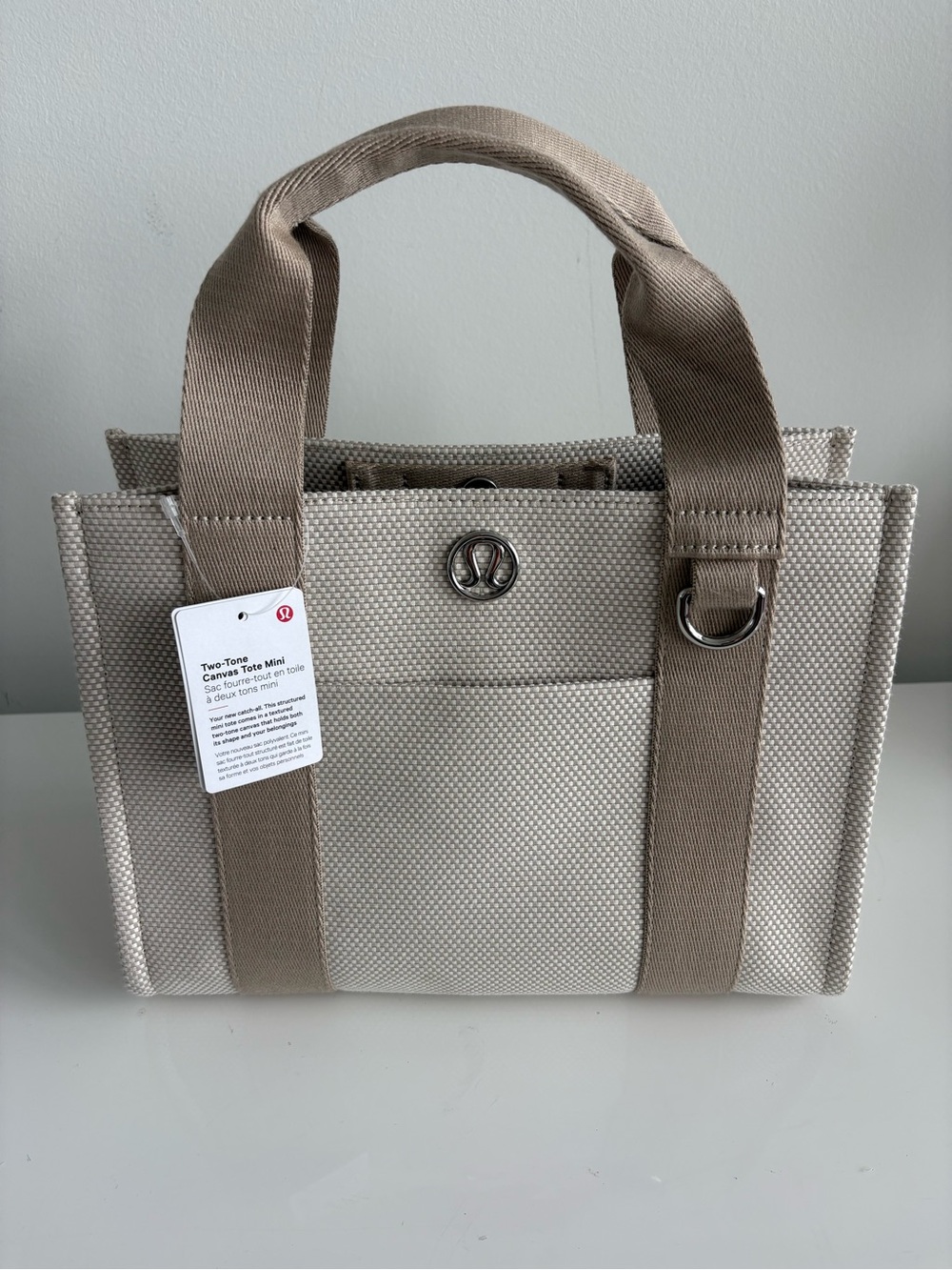 NEW WITH TAGS! Lululemon Two-Tone Canvas Mini Tote Bag w/ extra crossbody strap.
